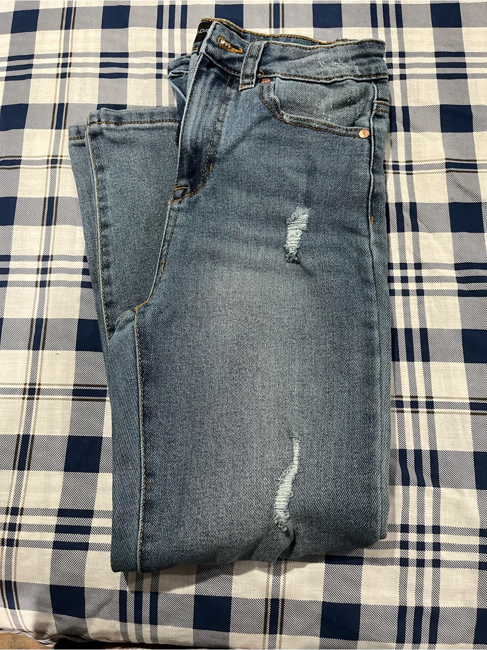 Kendall & Kylie Light Blue High Rise Distressed Jeans